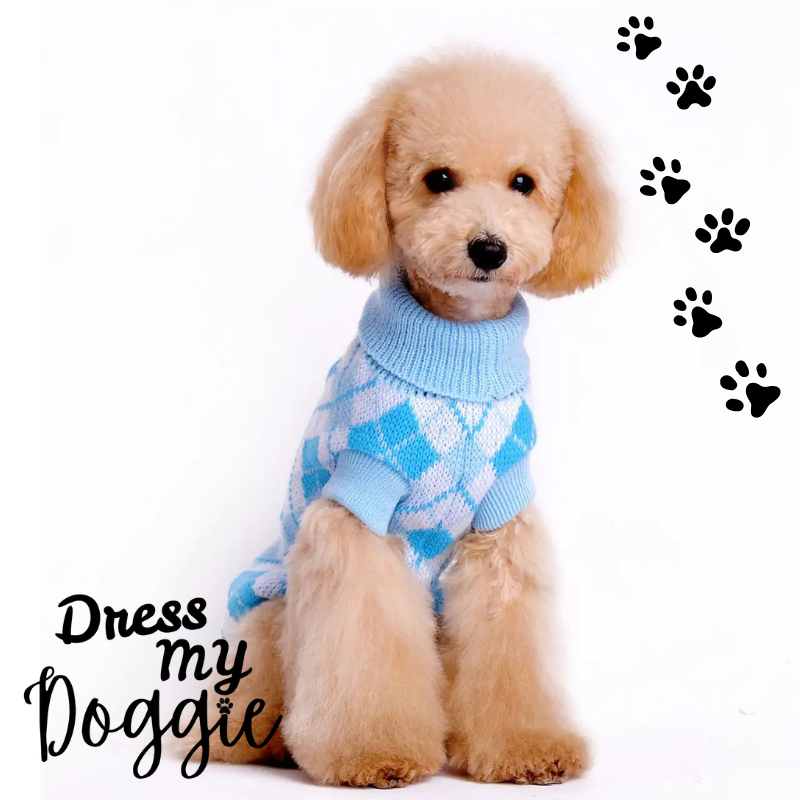 "Sweetheart" Argyle Knitted Dog Jumper