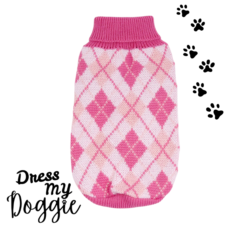 "Sweetheart" Argyle Knitted Dog Jumper