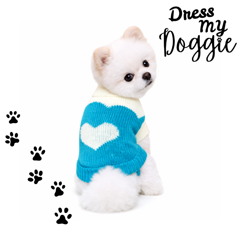 "Love Bug" Knitted Love Heart Dog Jumper