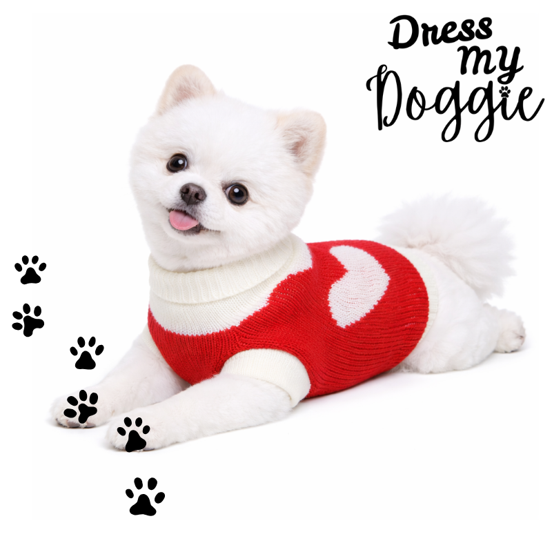 "Love Bug" Knitted Love Heart Dog Jumper