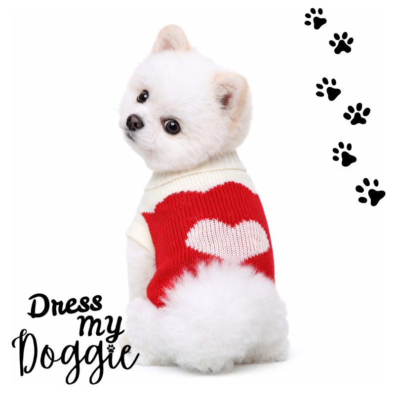 "Love Bug" Knitted Love Heart Dog Jumper