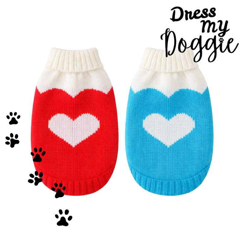 "Love Bug" Knitted Love Heart Dog Jumper